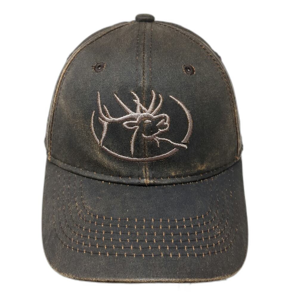 RMEF Brown Snapback One Size Hat Distressed Elk Logo Embroidered Hunting Outdoor